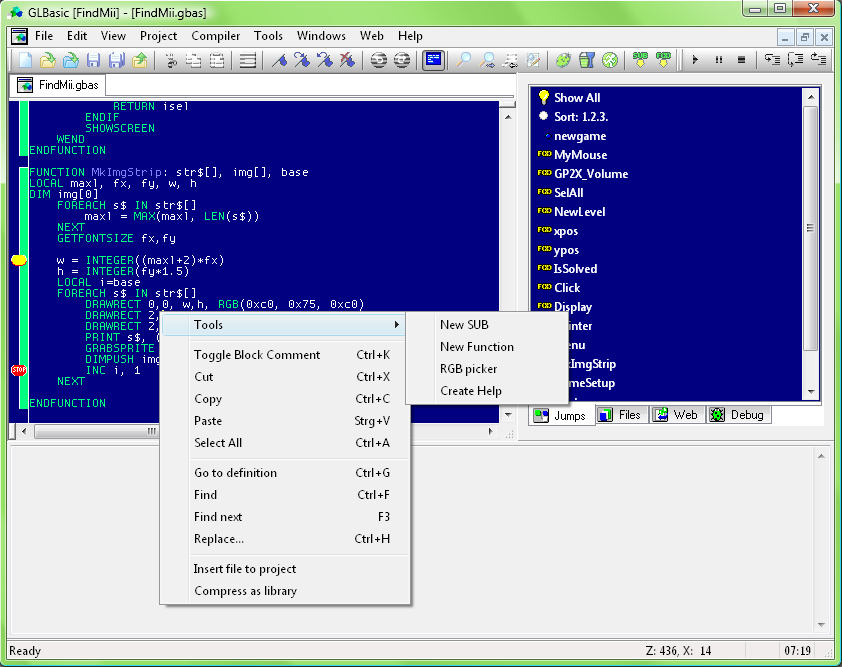 GLBasic is a simple and fast programming language designed for game programming.